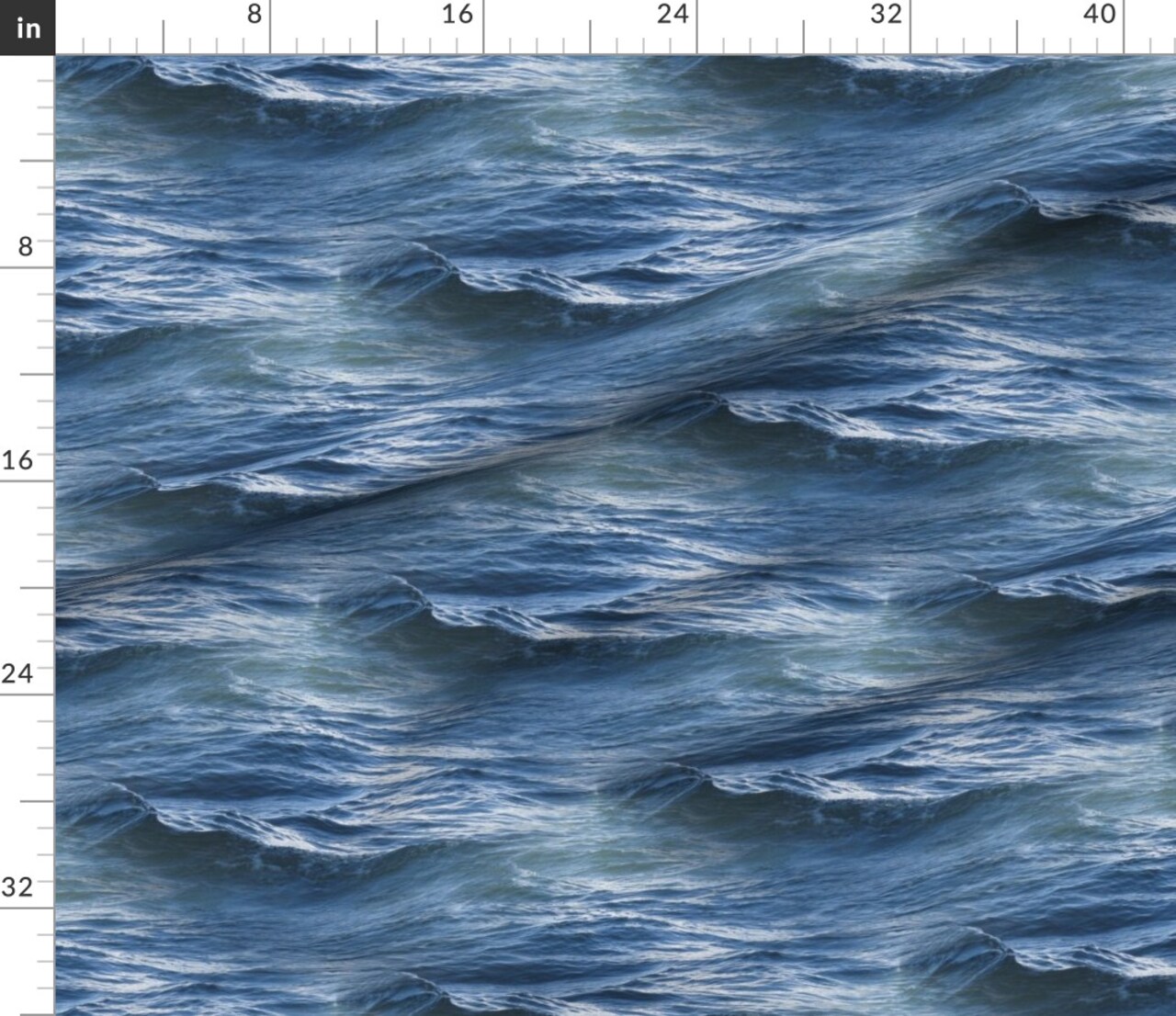 Ocean Water Sea Waves Blue Nautical Aquatic Custom Printed Fabric by Spoonflower Various Fabrics by the Yard or Fat Quarter